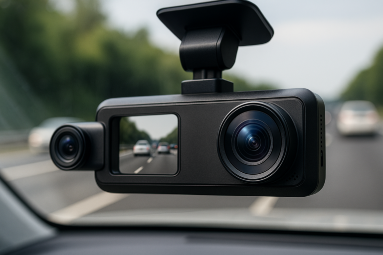 Dashcam dual para coche con visión frontal y trasera